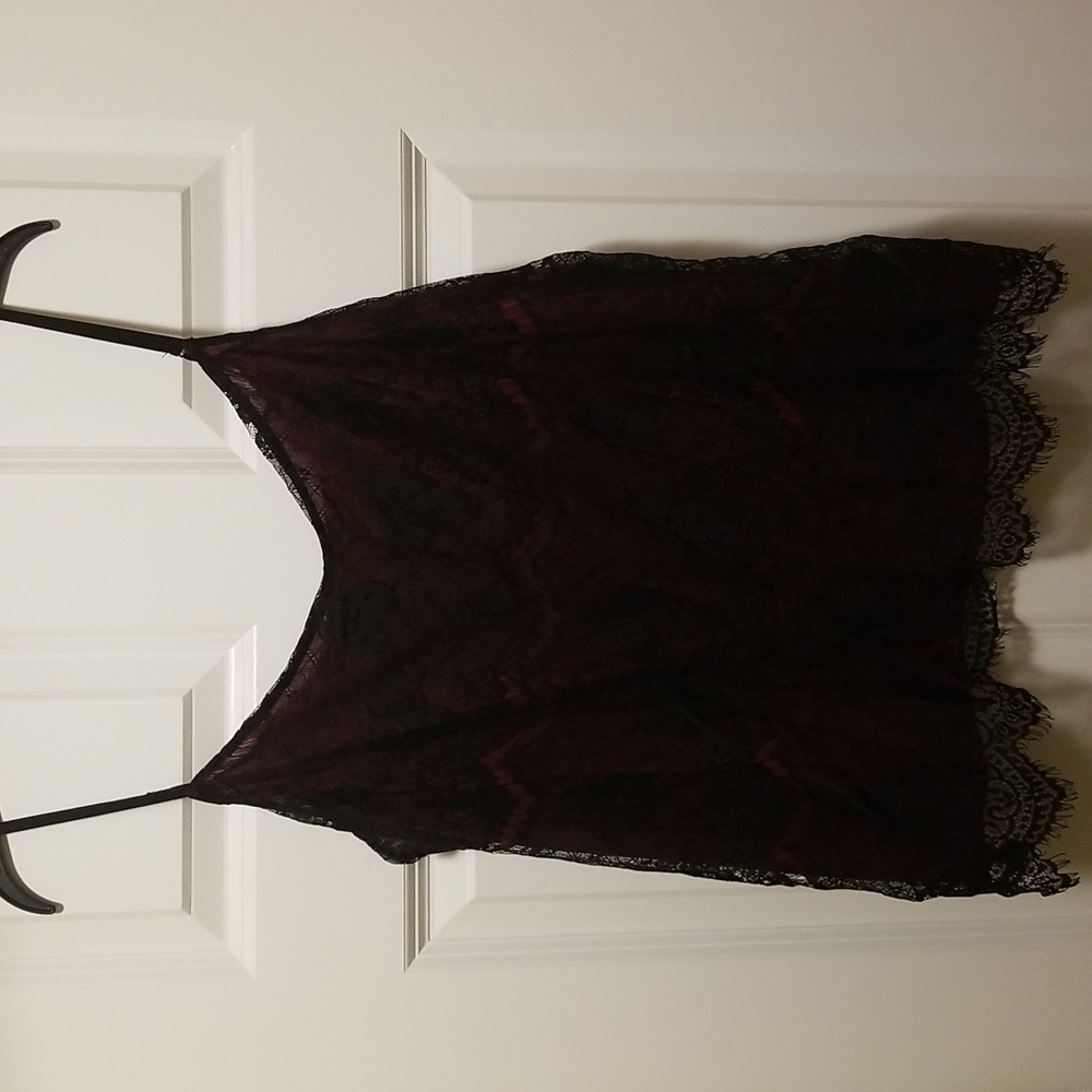 Maurice's Red with Black Lace Spaghetti Strap Top
